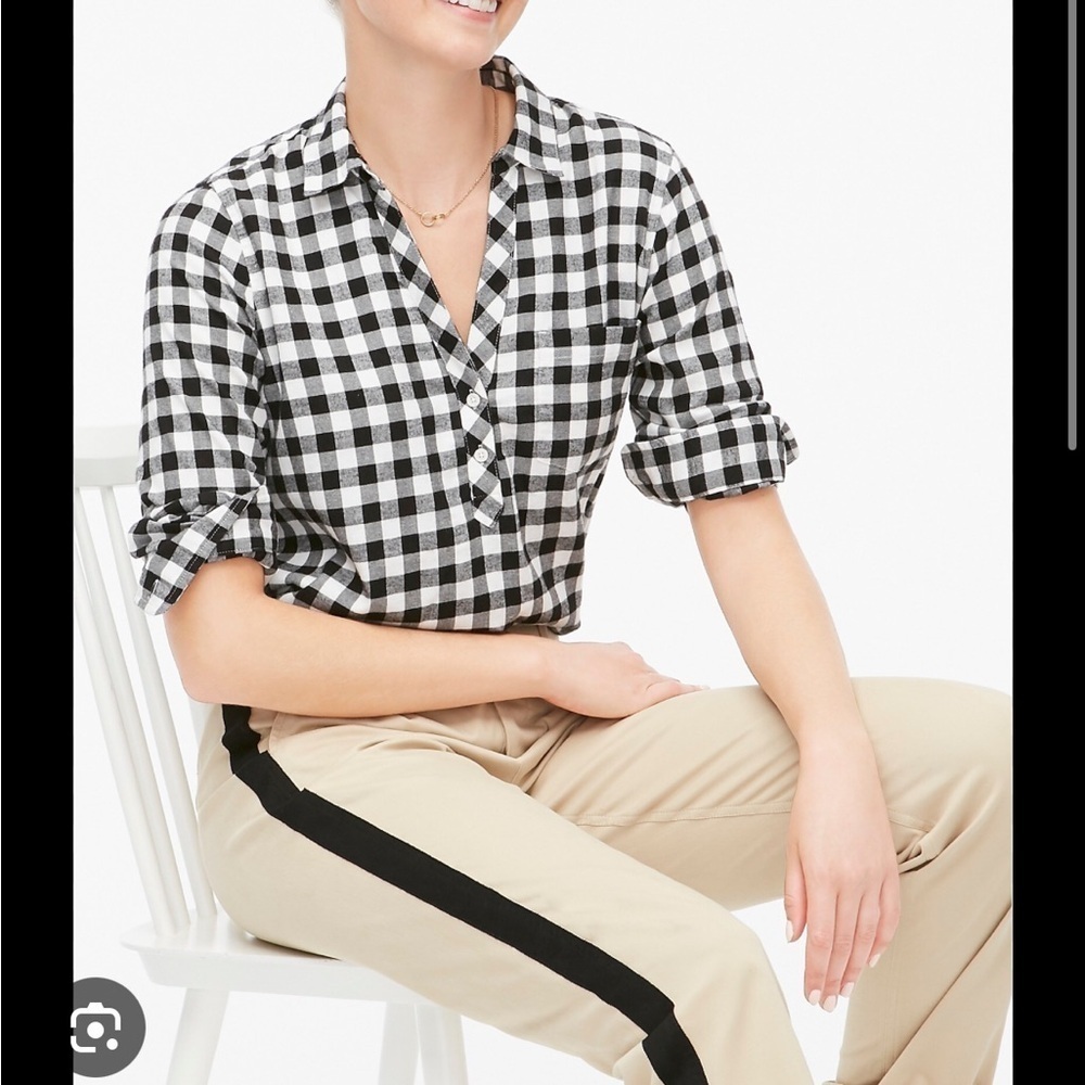 J.Crew Gingham Flannel Popover Tunic